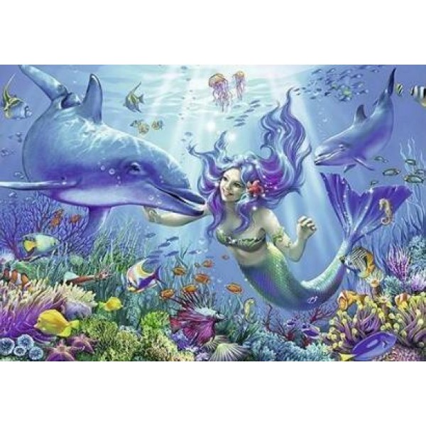 Mermaid And Dolphin Diamond Painting Kit - DIY