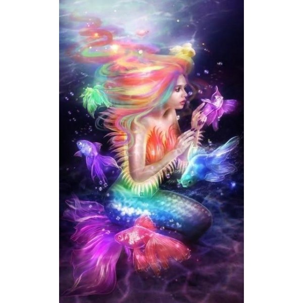 Mermaid Black Colors Diamond Painting Kit - DIY